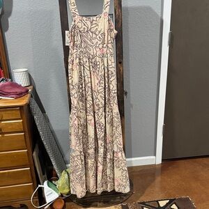 Knox Rose Beige and Pink Floral Maxi Dress